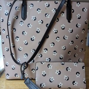 Kate Spade Pink and Black Tote Bag with Structured Design